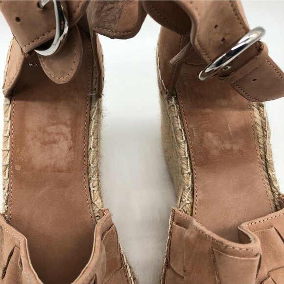 Marc Fisher Womens Sandals Espadrille Wedge Platform Ankle Strap Suede Beige 11 - Picture 4 of 8